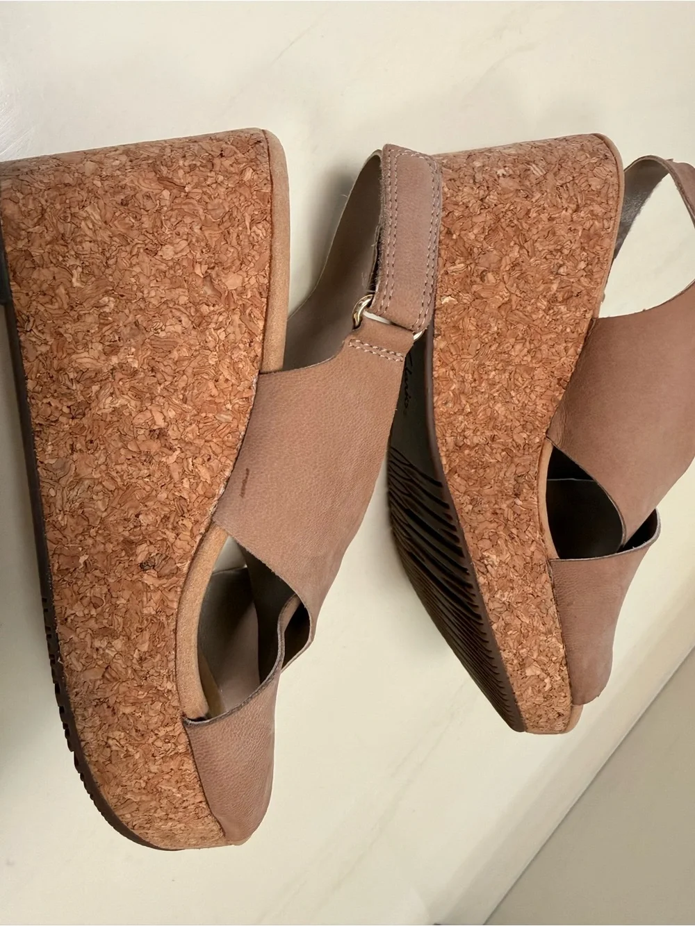 Clarks Brown Cork Wedge Sandals